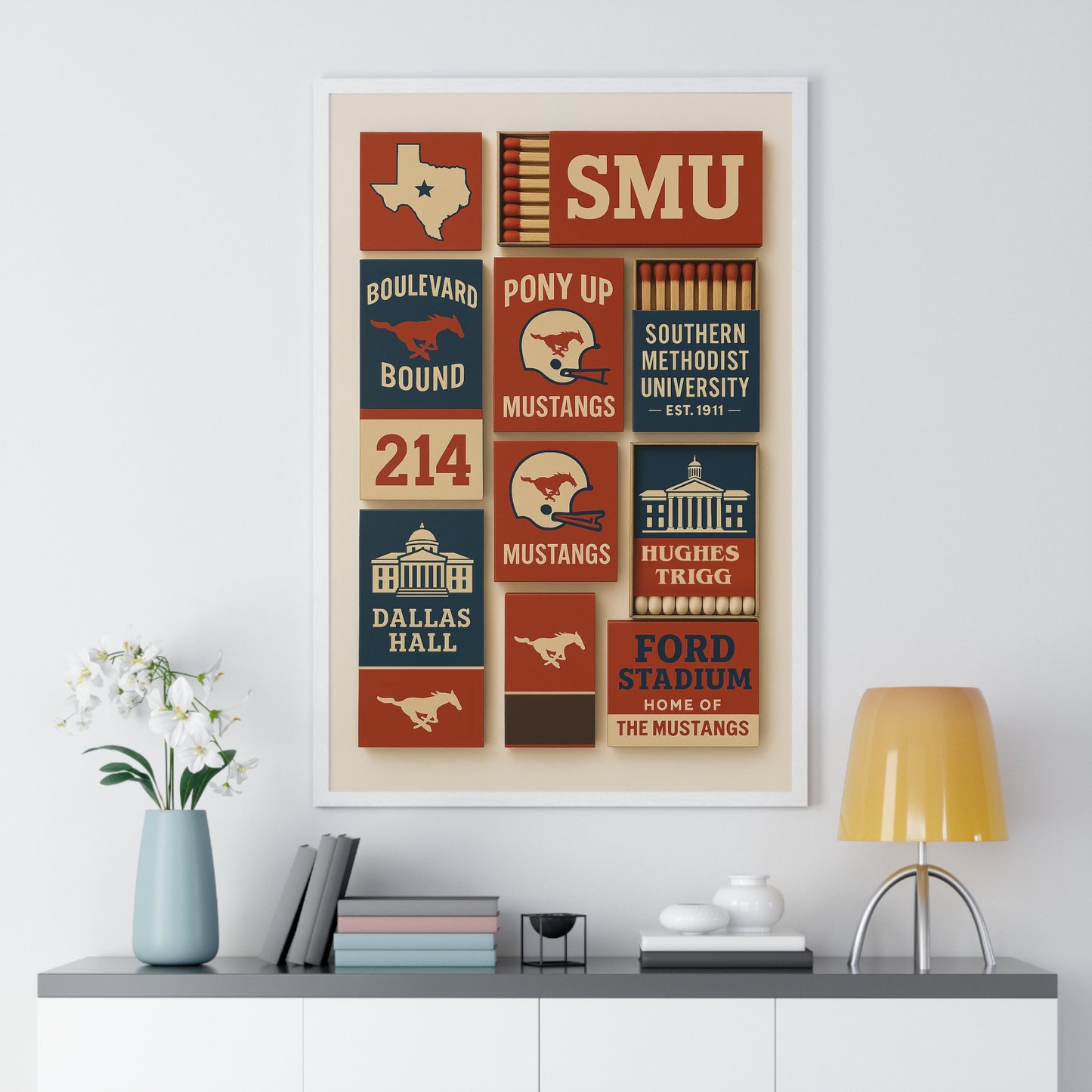 SMU Matchbook Collage Framed Poster