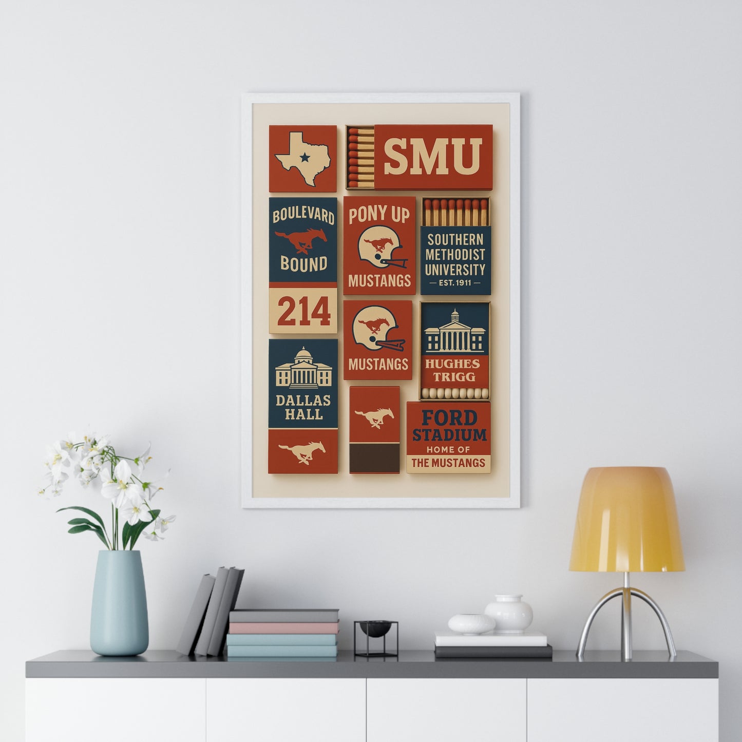 SMU Matchbook Collage Framed Poster