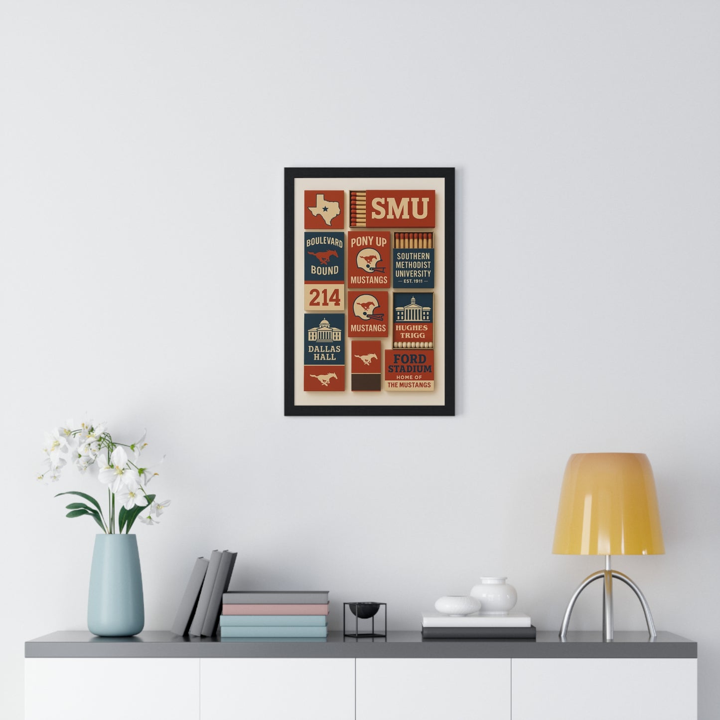 SMU Matchbook Collage Framed Poster