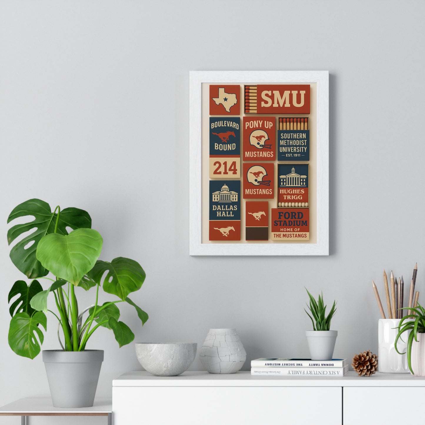 SMU Matchbook Collage Framed Poster