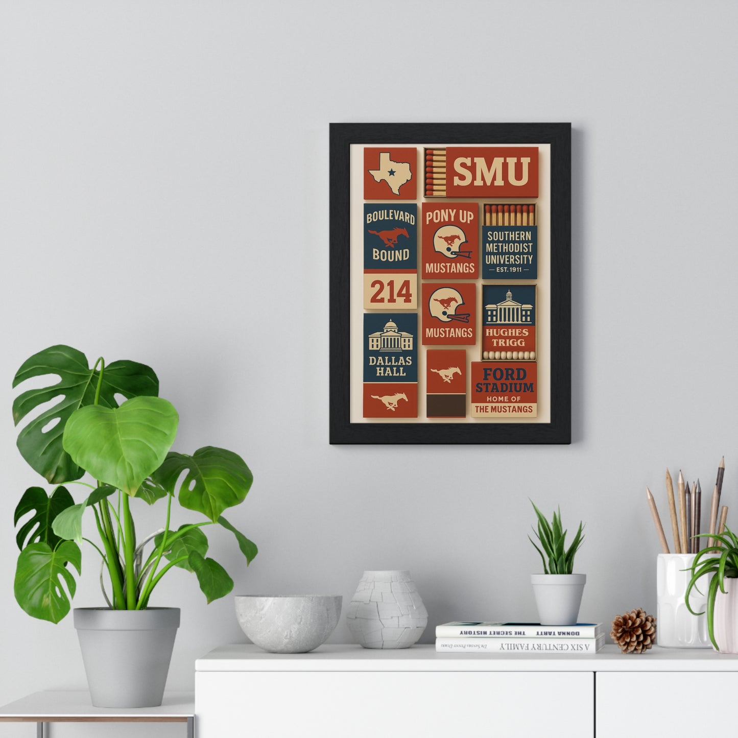 SMU Matchbook Collage Framed Poster