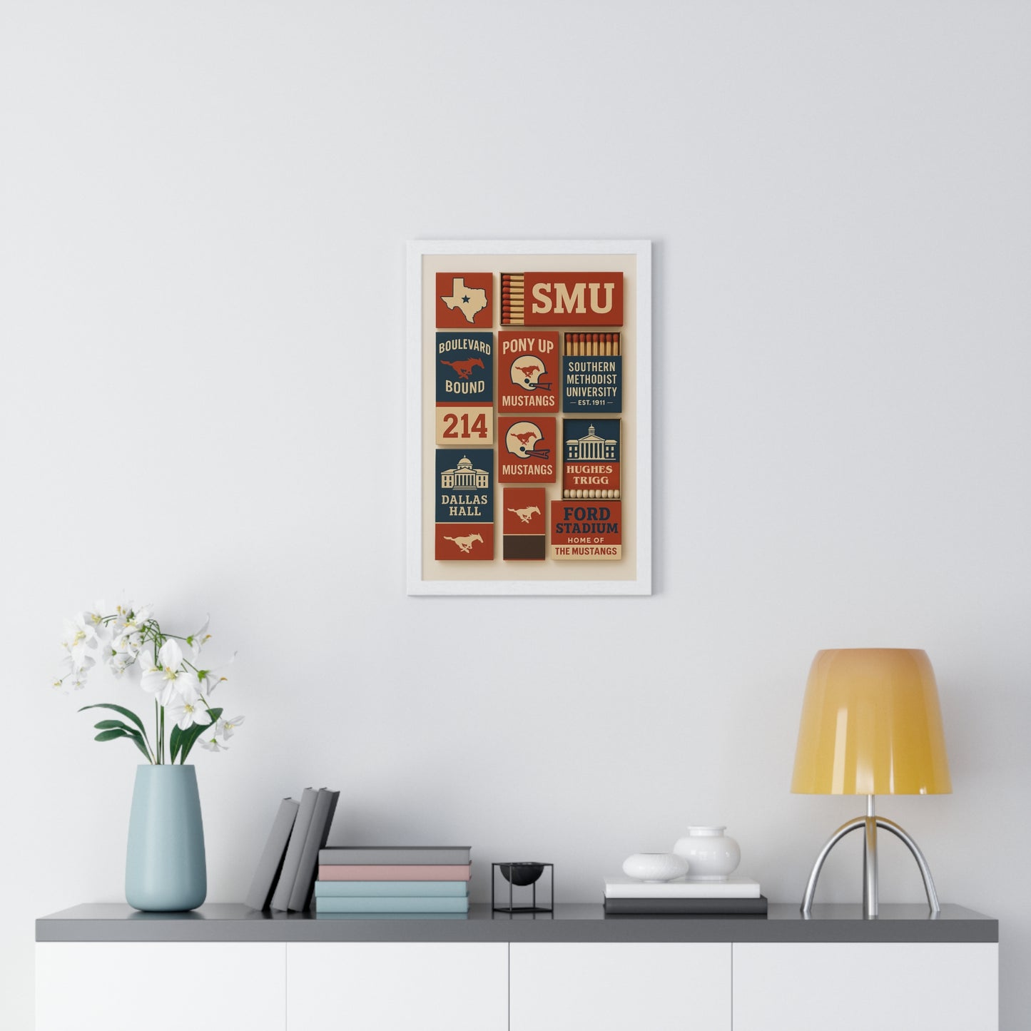SMU Matchbook Collage Framed Poster