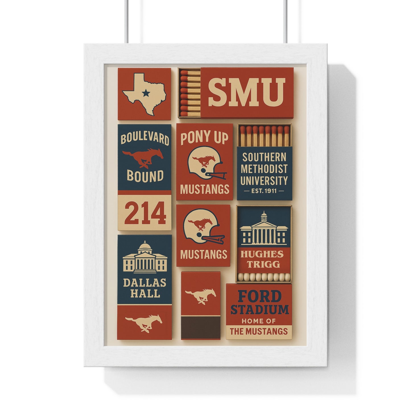 SMU Matchbook Collage Framed Poster
